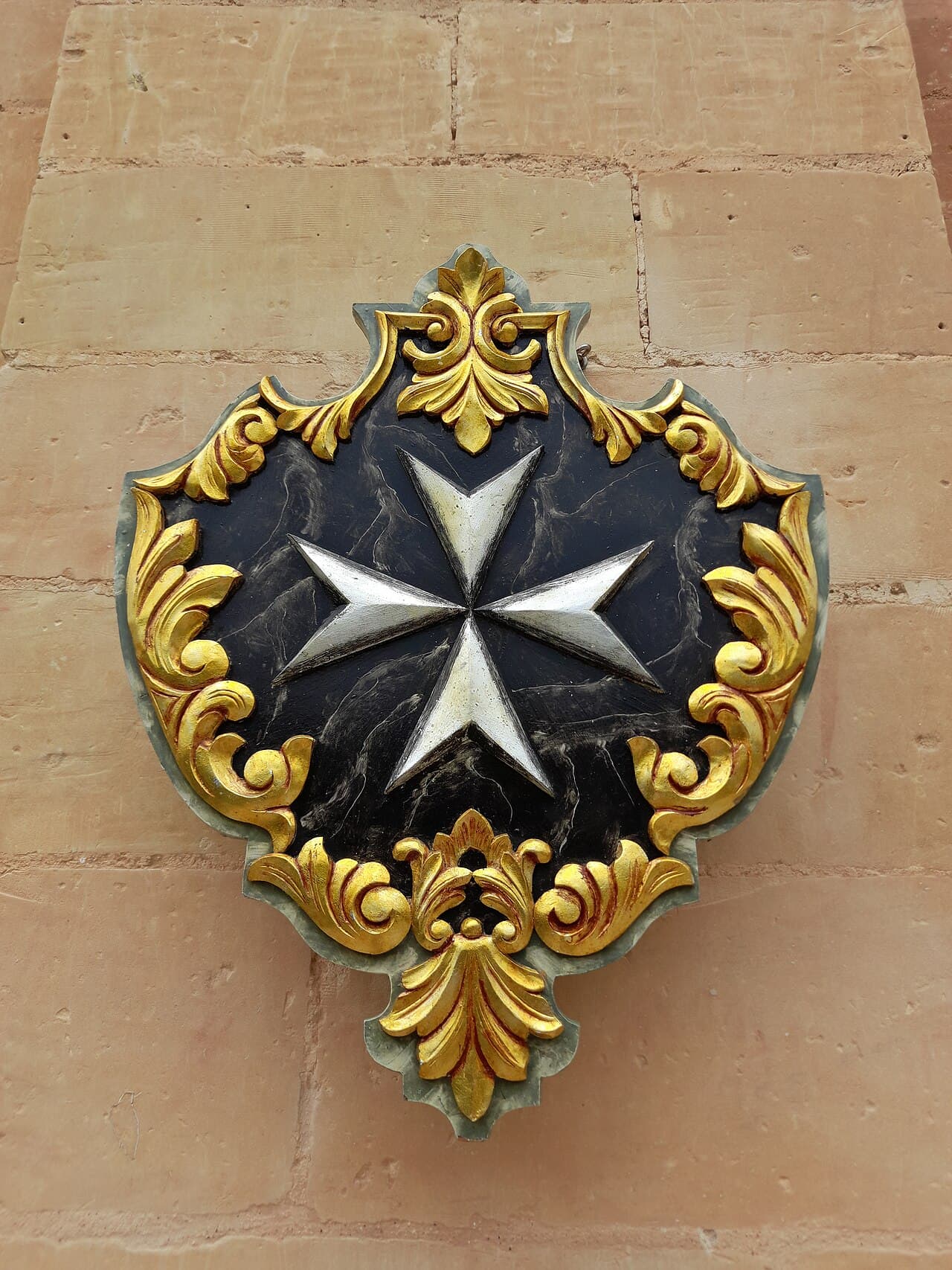 Silver Maltese Cross on Black Shield